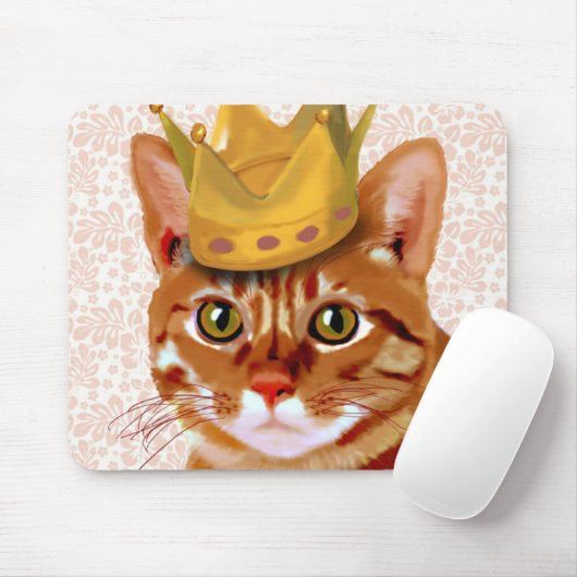 Ginger Cat met kroonportret Muismat (Met muis)