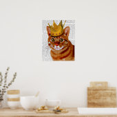 Ginger Cat met kroonportret Poster (Keuken)