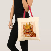 Ginger Cat met kroonportret Tote Bag (Voorkant (product))