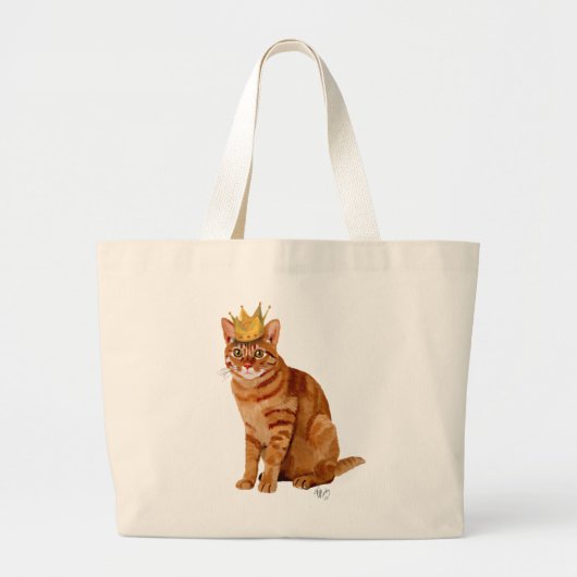 Ginger Cat met kroonvolle Grote Tote Bag (Voorkant)
