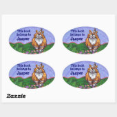 Ginger Cat Personal Bookplaat Ovale Sticker (Vel)