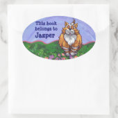 Ginger Cat Personal Bookplaat Ovale Sticker (Tas)