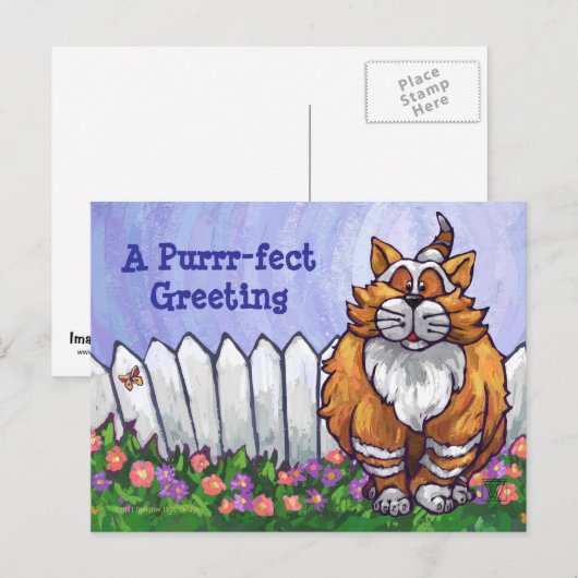 Ginger Cat Personalized Briefkaart (Voorkant / Achterkant)