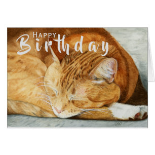 Ginger Cat   Pet Lover Birthday Wenskaart