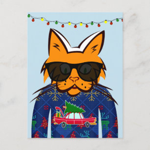 GINGER CAT PORTANT DES CARTES POSTALES SWEATER DE