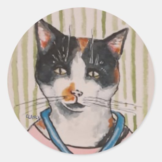 Ginger Cat Ronde Sticker (Voorkant)