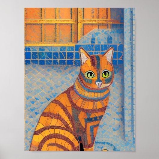 Ginger cat striped marokkaanse mozaïekstemmen van poster (Voorkant)