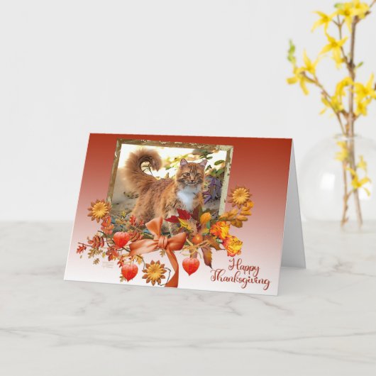 Ginger Cat Thanksgiving Card Kaart (Gele Bloem)