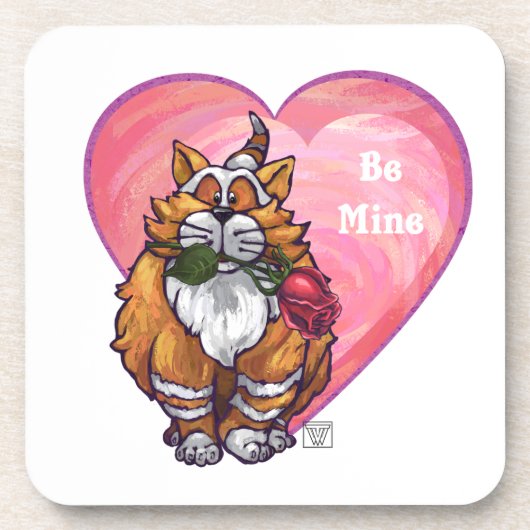 Ginger Cat Valentijnsdag Drankjes Onderzetter (Voorkant)