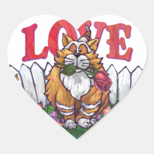 Ginger Cat-Valentijnsdag Hart Sticker