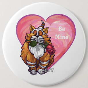 Ginger Cat Valentijnsdag Ronde Button 6,0 Cm