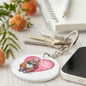 Ginger Cat Valentijnsdag Sleutelhanger (Voorkant Rechts)