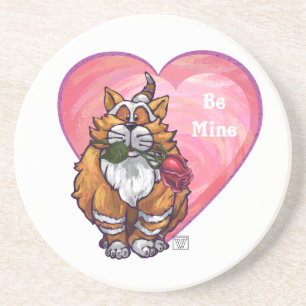 Ginger Cat Valentijnsdag Zandsteen Onderzetter