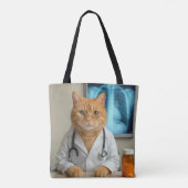 Ginger Cat Wearing a Doctor Lab Coat Draagtas (Achterkant)