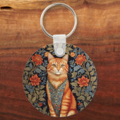Ginger Cat William Morris geïnspireerd door bloeme Sleutelhanger (Achterkant)
