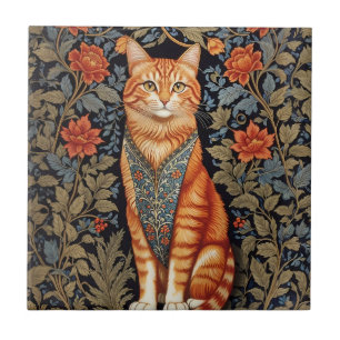 Ginger Cat William Morris geïnspireerd door bloeme Tegeltje