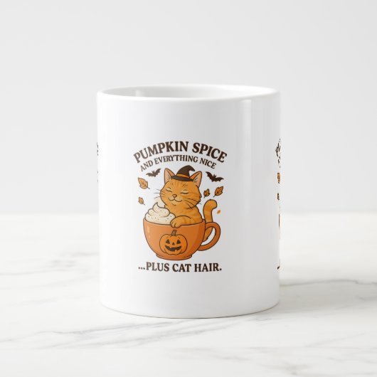 Ginger Cat Witch - Schattige Halloween-ontwerp met Extra Grote Beker (Voorkant)