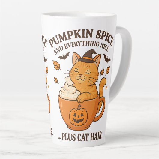 Ginger Cat Witch - Schattige Halloween-ontwerp met Latte Mok (Rechterhoek)