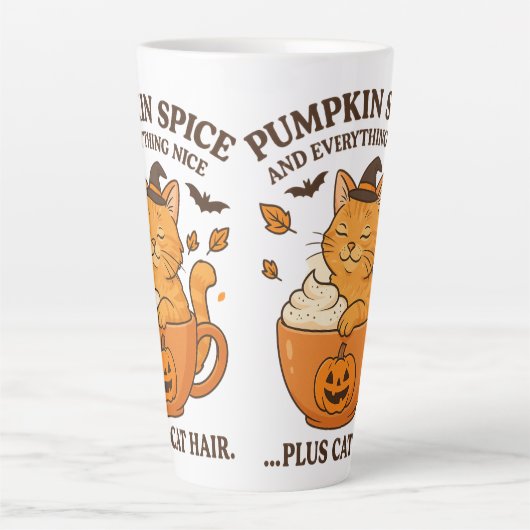 Ginger Cat Witch - Schattige Halloween-ontwerp met Latte Mok (Voorkant)