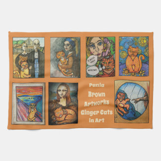 Ginger Cats in Art Theedoek