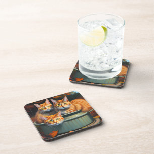 Ginger Cats Pot Planten, Six Hard Plastic Onderzet Bier Onderzetter