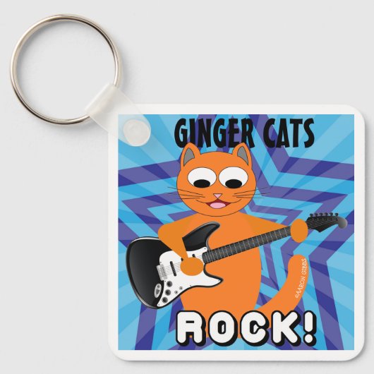 Ginger Cats Rock! Gitarenkat Sleutelhanger (Voorkant)
