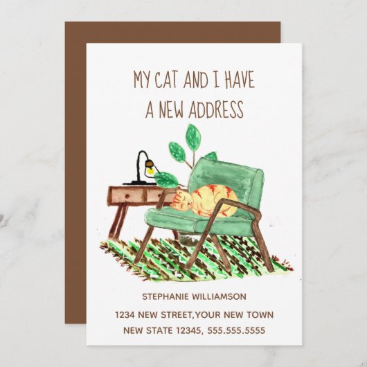 Ginger Chat Changement d'adresse Faire-part de dém (Devant / Derrière)