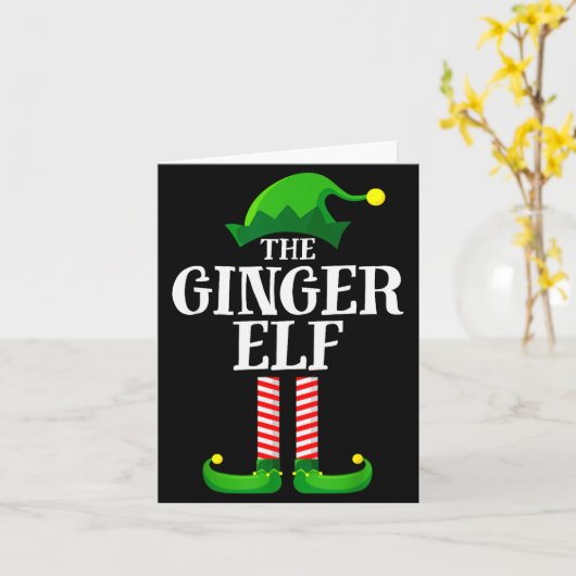 Ginger Elf Matching Family Group Christmas Party P Kaart (Gele Bloem)