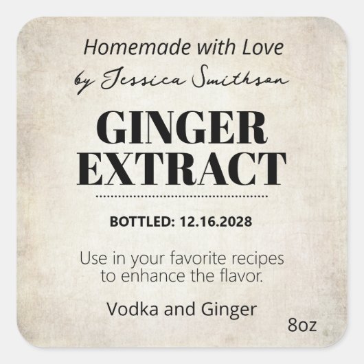 Ginger Extract Modern Label Sticker ZEX_001h (Voorkant)