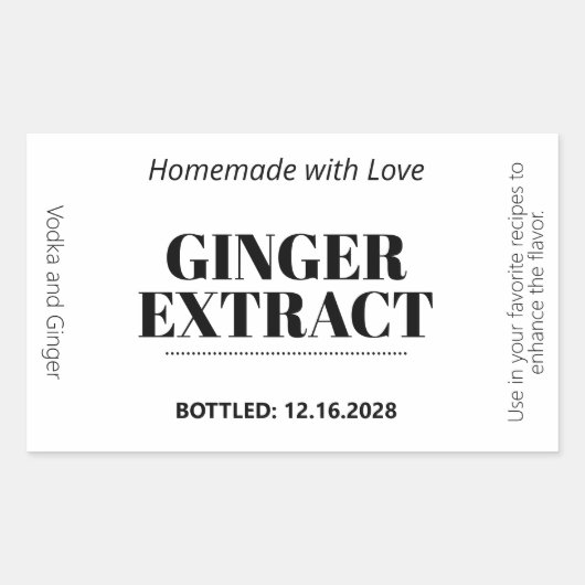 Ginger Extract Modern Label Sticker ZEX_001h (Voorkant)