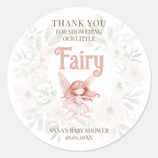 Ginger Fairy Baby shower Bedankt Ronde Sticker