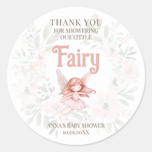 Ginger Fairy Baby shower Bedankt Ronde Sticker (Voorkant)