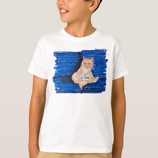 Ginger Gamer Cat T-shirt (Voorkant)