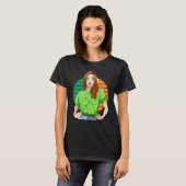 Ginger Girl Leprechaun St Patricks Day C Leaf T-shirt (Voorkant volledig)