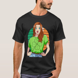 Ginger Girl Leprechaun St Patricks Day C Leaf T-shirt