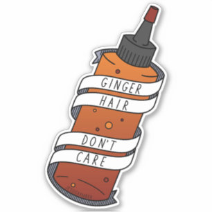 Ginger Hair Dye Bottle Funny Cartoon Slogan Sticker
