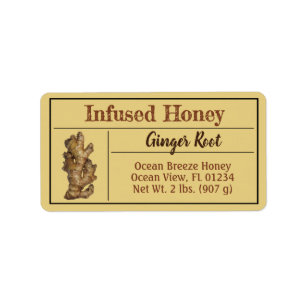 Ginger Infused Honey Light Amber Jar Etiket