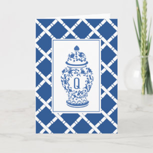 Ginger Jar & Bamboo Monogram Q Note-Kaart Kaart