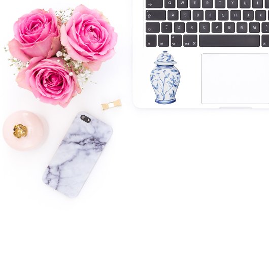 Ginger Jar Blanc avec le nom Vinyl Sticker