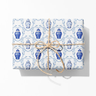 Ginger Jar Blauw en Wit Chinoiserie Inpakpapier Vel