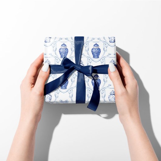 Ginger Jar Blauw en Wit Chinoiserie Inpakpapier Vel