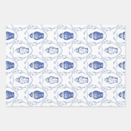 Ginger Jar Blauw en Wit Chinoiserie Inpakpapier Vel (Voorkant 2)