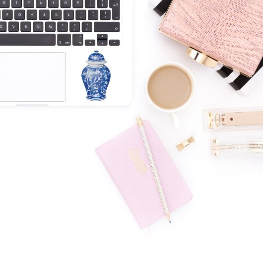 Ginger Jar Bleu avec le nom Vinyl Sticker