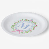 Ginger Jar & Christmas Berries Monogram Papieren Bordje (Gekanteld)