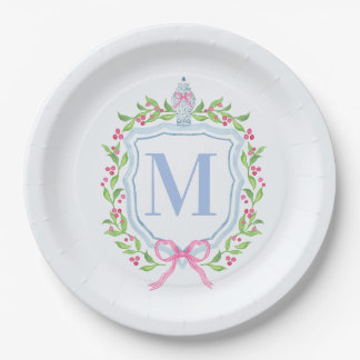 Ginger Jar & Christmas Berries Monogram Papieren Bordje