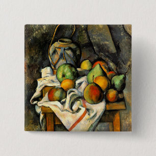 Ginger Jar en Fruit - Paul Cezanne - c1895 Vierkante Button 5,1 Cm