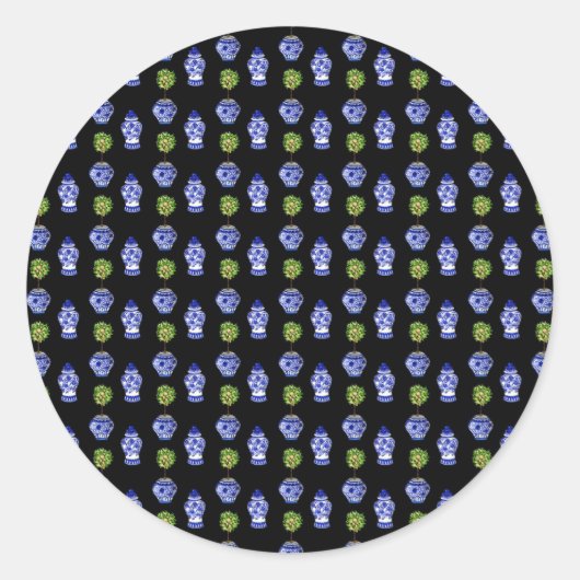 Ginger Jars en Topiary Tree Envelope Seals Ronde Sticker (Voorkant)