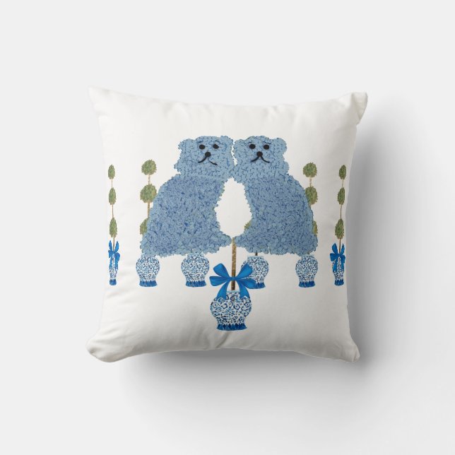 Ginger Jars Staffordshire Dogs Topiary Kussen (Voorkant)