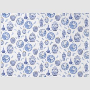 Ginger Jars van Chinese Blauwe en Witte Floral Tissuepapier