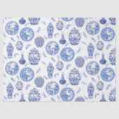 Ginger Jars van Chinese Blauwe en Witte Floral Tissuepapier (Voorkant)